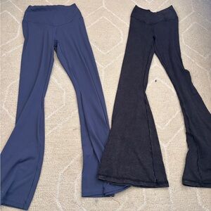 Aerie Flared Leggings in Blue and Black